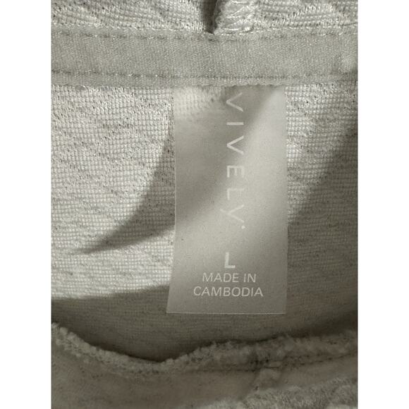 Womens Light Gray Waffle Sweatshirt, Sz L Casual Warm Comfortable Top Gorpcore - Picture 3 of 11